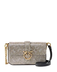 Pinko Love One Slouchy Baby Monogram Leather Crossbody Bag