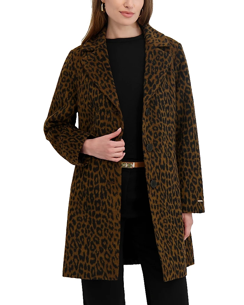 Tahari Lina Leopard Print Coat