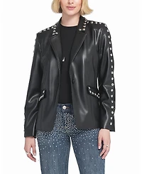 Elle Studded Faux Leather Blazer