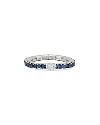 Roberto Demeglio 18K White Gold Extensible by Demeglio Diamond Oval & Blue Sapphire Stretch Band