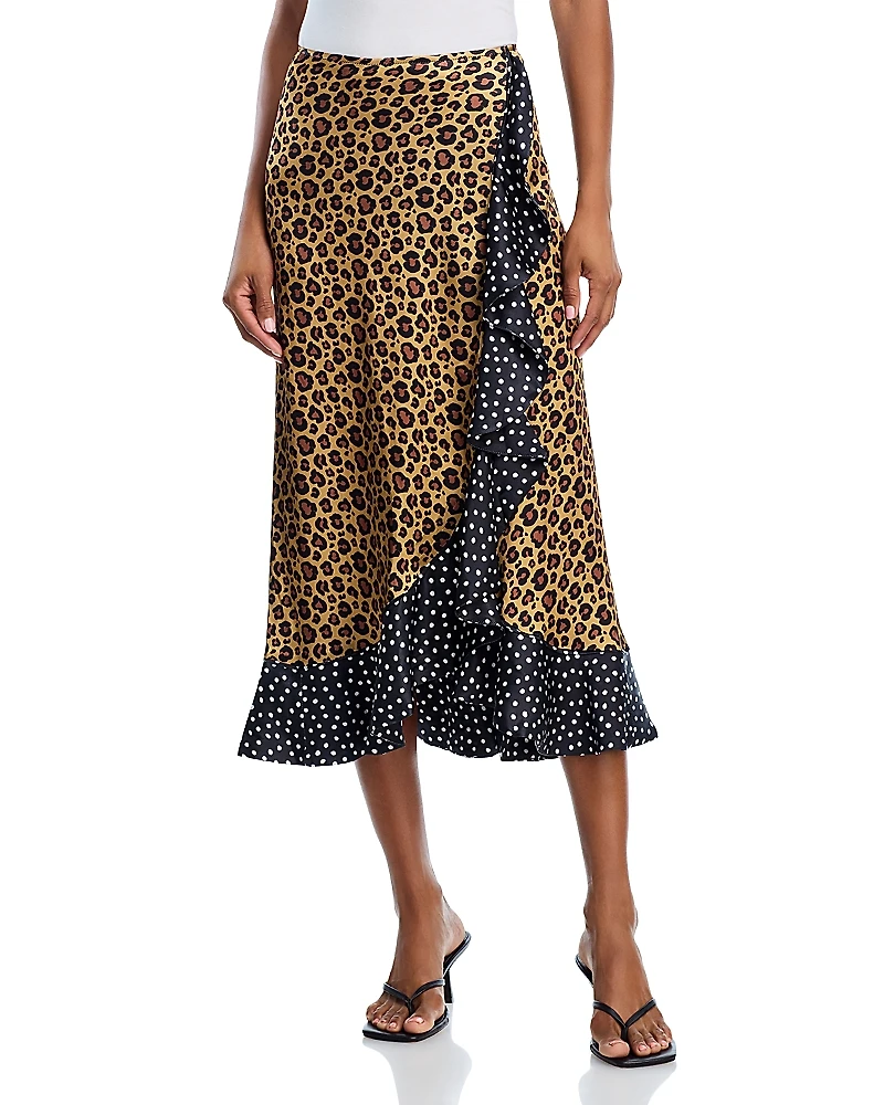 Aqua x Angelica Hicks Leopard Doesn't Change Its Spots Midi Skirt - Exclusive