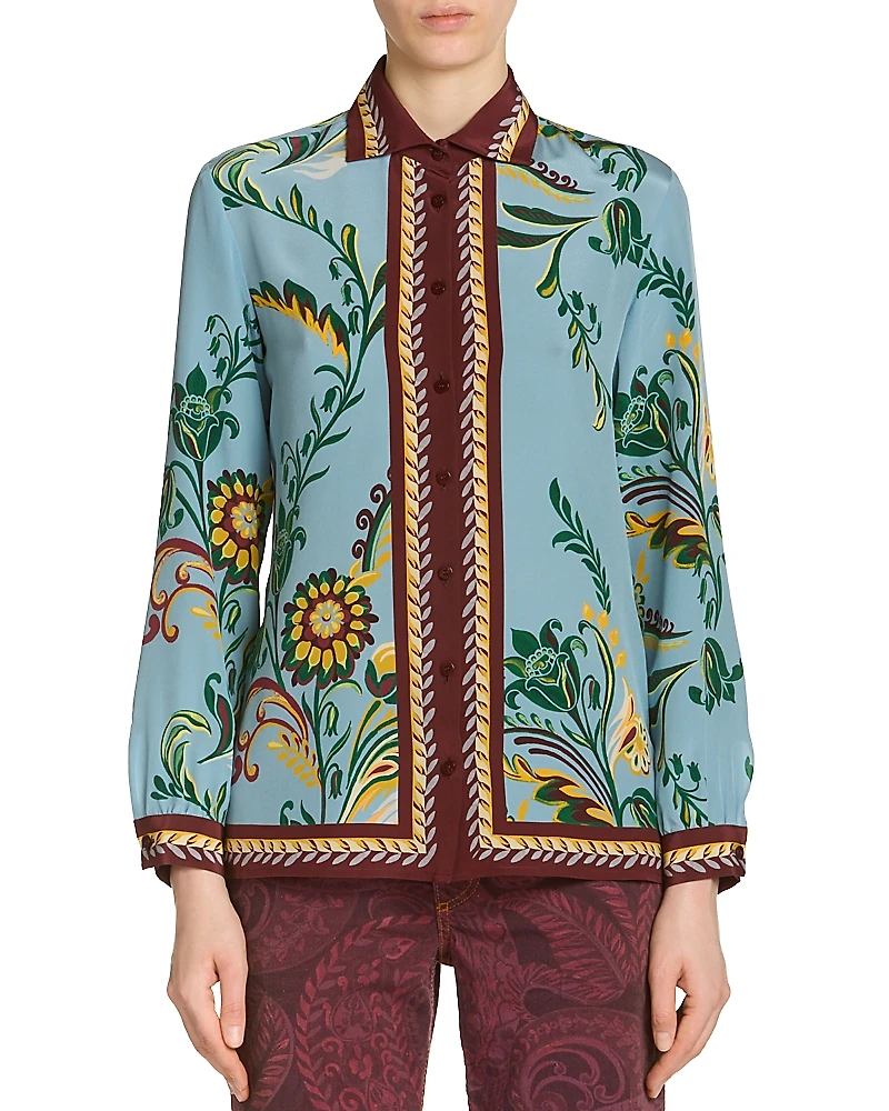 Etro Silk Printed Button Front Blouse
