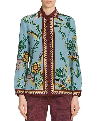 Etro Silk Printed Button Front Blouse