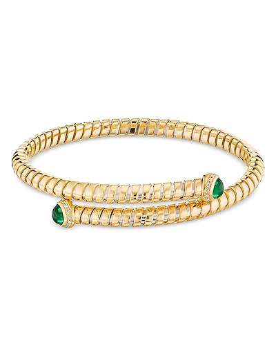 Marina B Trisolina Diamond & Emerald Bypass Bangle