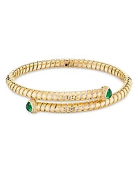 Marina B Trisolina Diamond & Emerald Bypass Bangle