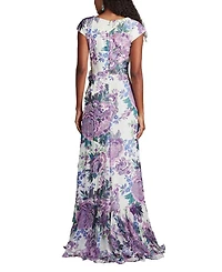 Sinai Floral Cascading Ruffle Gown
