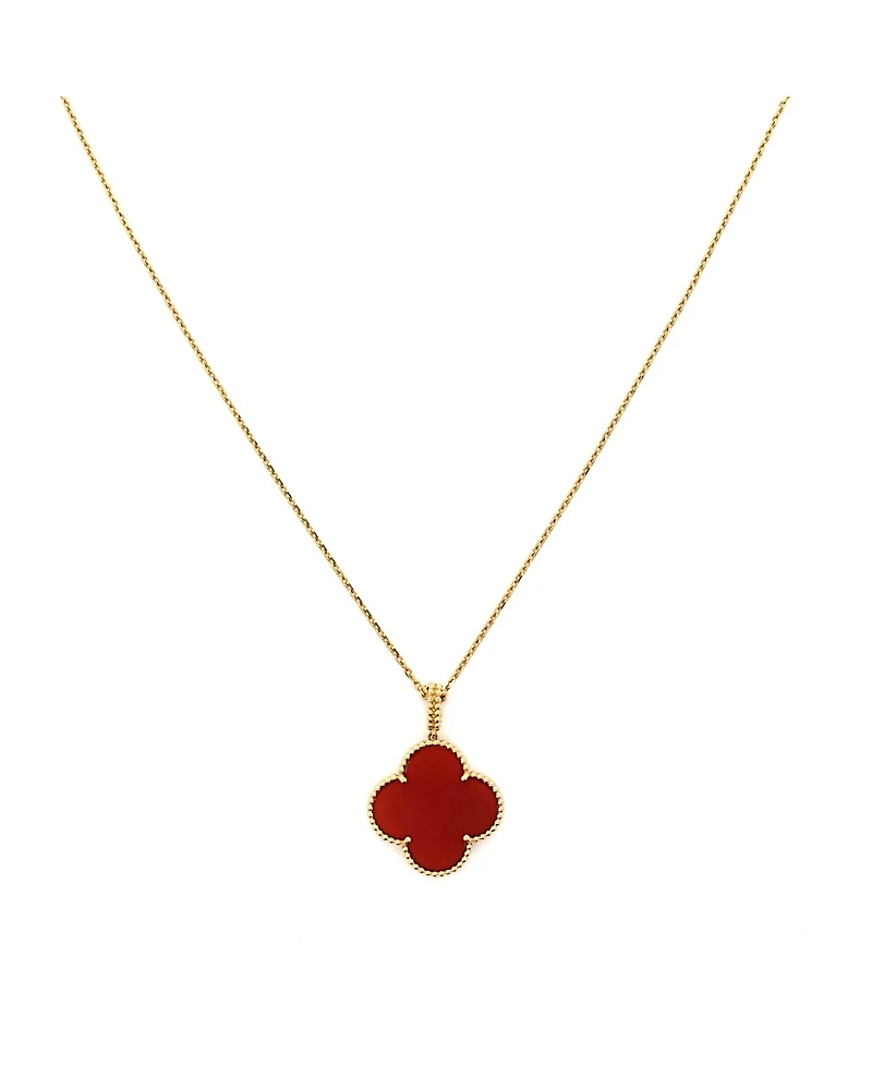 Pre-Owned Van Cleef & Arpels Magic Alhambra Pendant Long Necklace 18K Gold and Carnelian