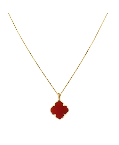 Pre-Owned Van Cleef & Arpels Magic Alhambra Pendant Long Necklace 18K Gold and Carnelian
