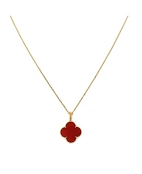 Pre-Owned Van Cleef & Arpels Magic Alhambra Pendant Long Necklace 18K Gold and Carnelian