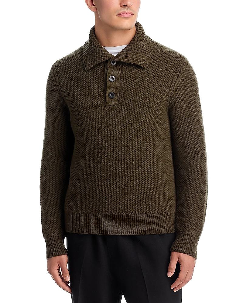 Vince Honeycomb Wool Long Sleeve Mock Neck Sweater