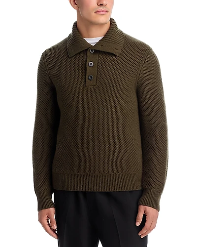 Vince Honeycomb Wool Long Sleeve Mock Neck Sweater