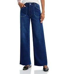 Paige Anessa High Rise Raw Hem Wide Leg Jeans