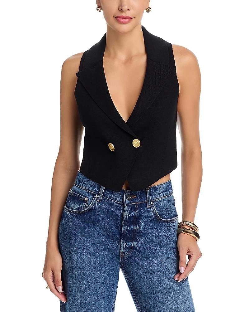 L'Agence Zadie Knit Peak Lapel Vest
