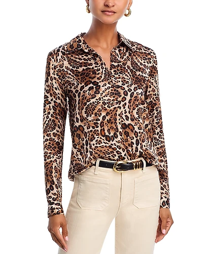 L'Agence Tyler Silk Printed Long Sleeve Blouse