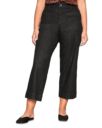Sanctuary The Marine Mid Rise Cropped Wide Leg Jeans