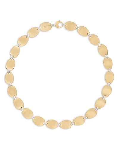 Marco Bicego 18K White & Yellow Gold Lunaria Diamond Textured Link Collar Necklace, 17.75