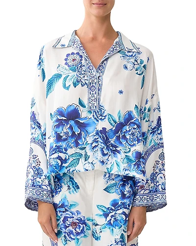 Camilla Silk Cropped Relaxed Shirt