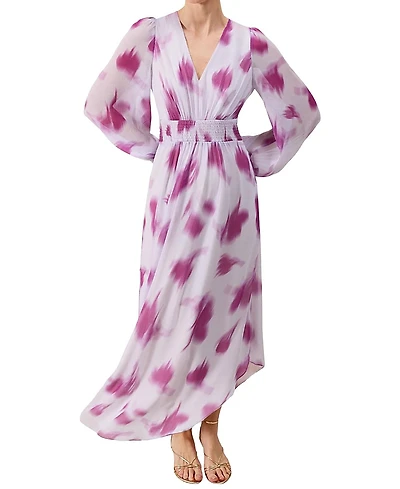 Ro & Zo Anya Blurred Floral Smock Waist Dress