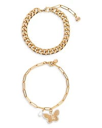 Ettika Butterfly Charm & Chain Bracelet