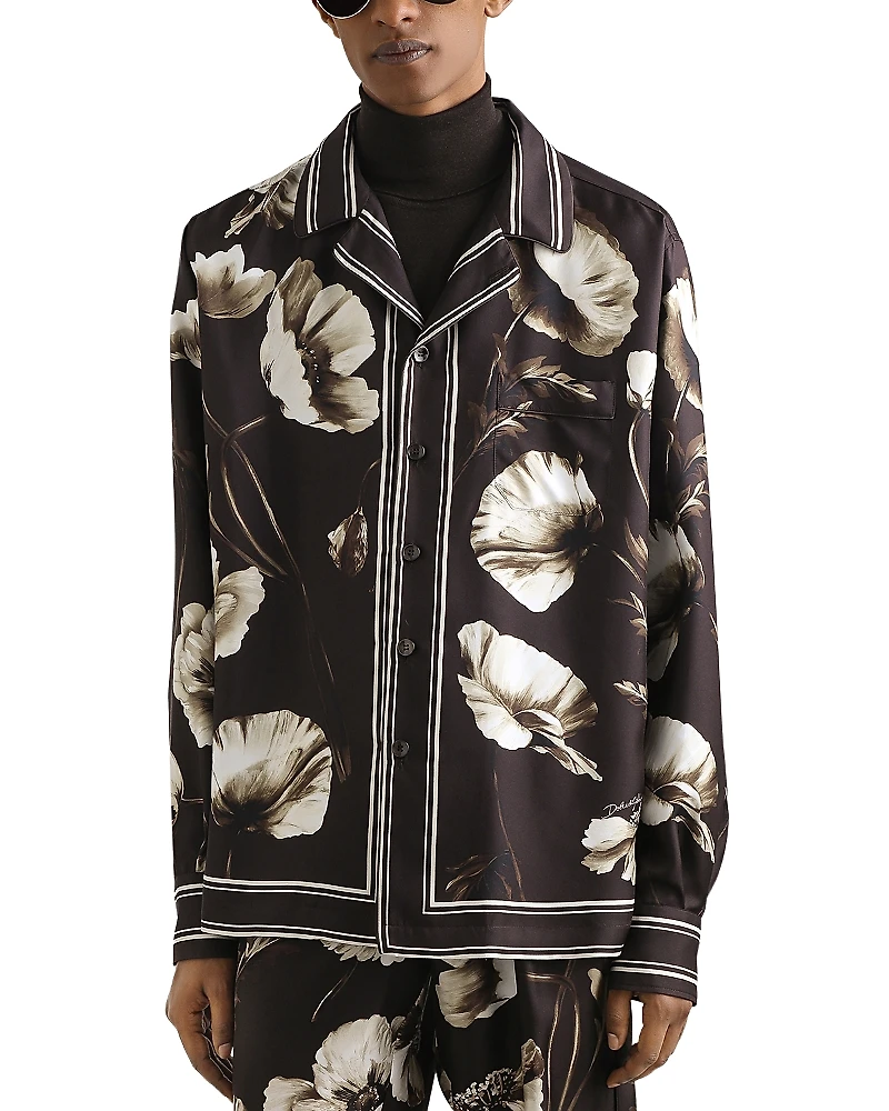 Dolce & Gabbana Long Sleeve Bordered Silk Shirt