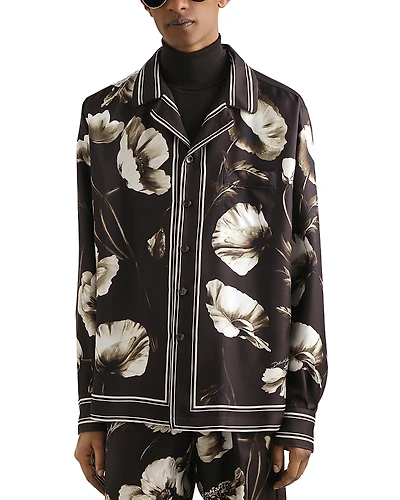 Dolce & Gabbana Long Sleeve Bordered Silk Shirt