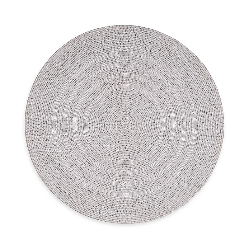 Aman Imports Ivory Beaded Round Charger
