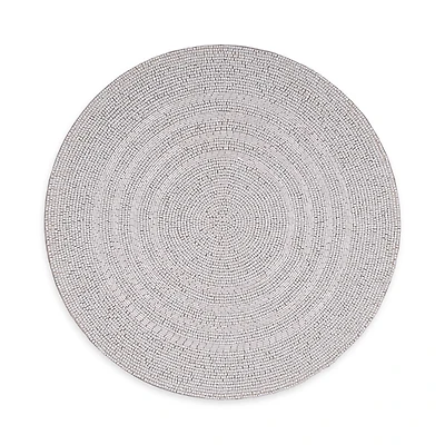 Aman Imports Ivory Beaded Round Charger