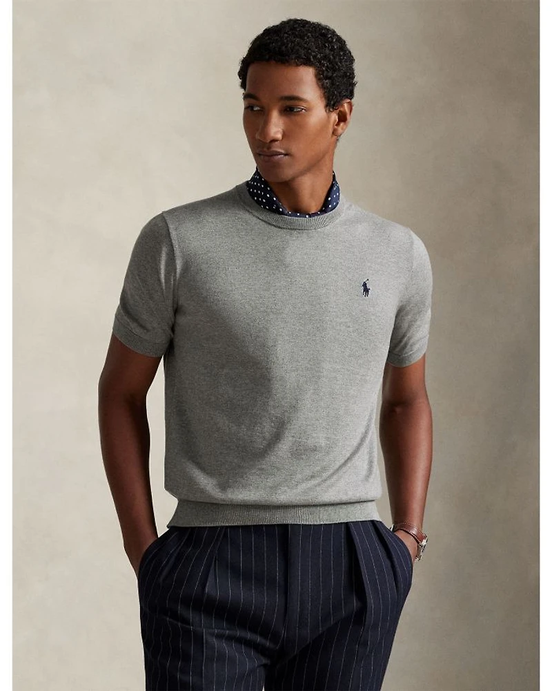 Cotton Crewneck Short Sleeve Sweater