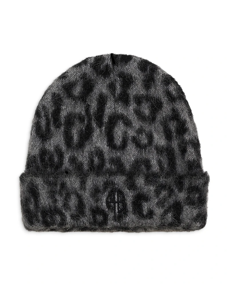 Anine Bing Elia Leopard Print Beanie