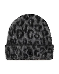 Anine Bing Elia Leopard Print Beanie