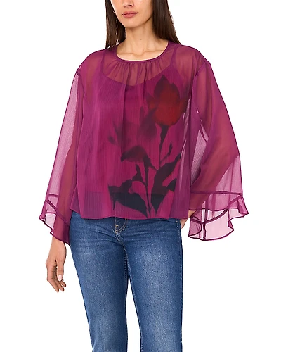 Vince Camuto Crewneck Flutter Sleeve Top