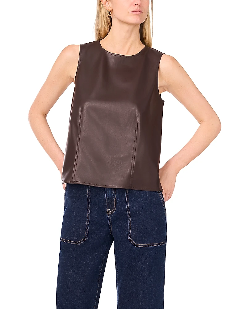 Vince Camuto Faux Leather Tank Top