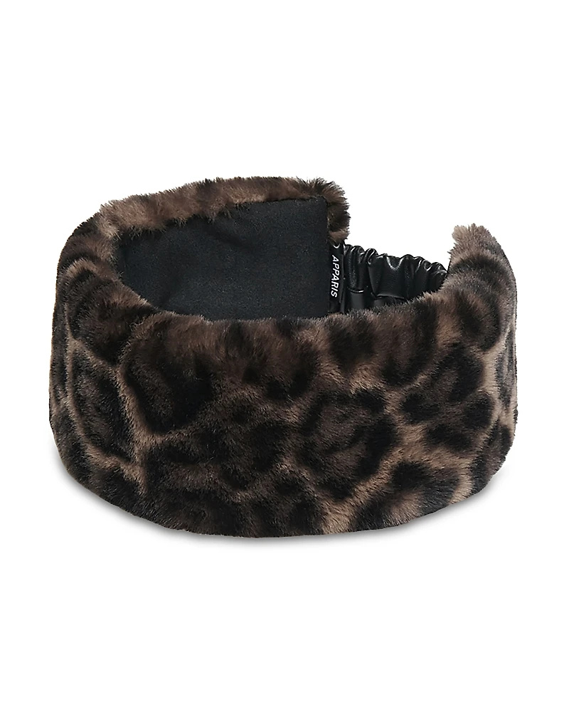 Apparis Eleni Leopard Print Faux Fur Headband