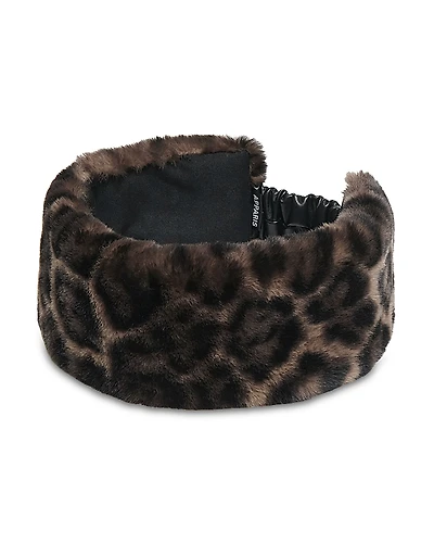 Apparis Eleni Leopard Print Faux Fur Headband