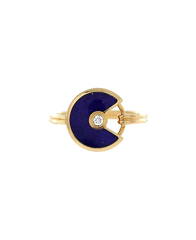Pre-Owned Cartier Amulette De Cartier Ring 18K Gold with Diamond and Lapis Lazuli