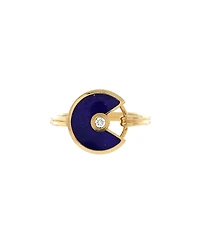 Pre-Owned Cartier Amulette De Cartier Ring 18K Gold with Diamond and Lapis Lazuli