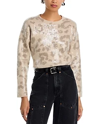 Aqua Sequin Leopard Sweater - Exclusive