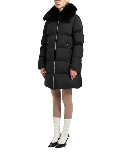 Moose Knuckles Belle Dune Shearling Trim Down Coat