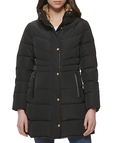 Cole Haan Quilted Hidden Hood Coat