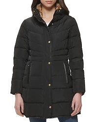 Cole Haan Quilted Hidden Hood Coat