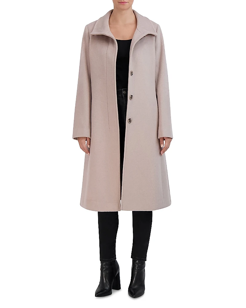 Cole Haan Button Front Flared Coat
