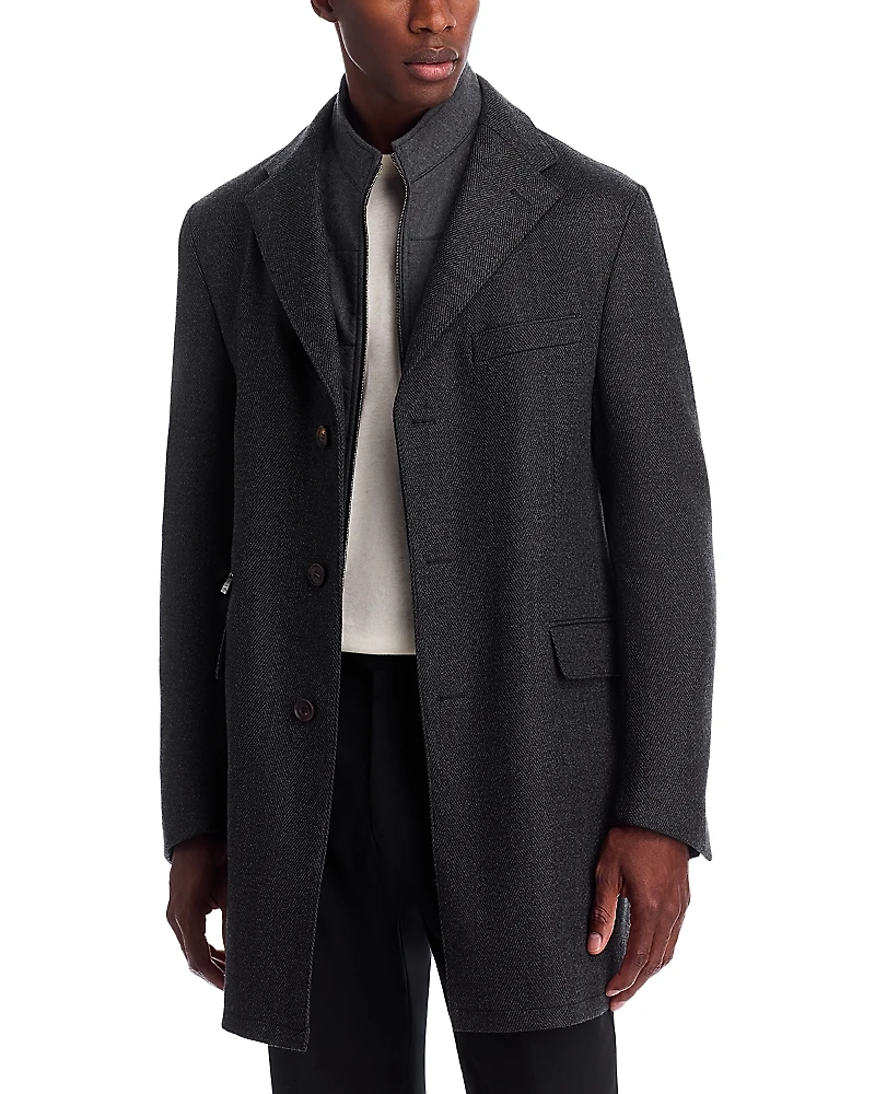 Corneliani Herringbone Bib Top Coat