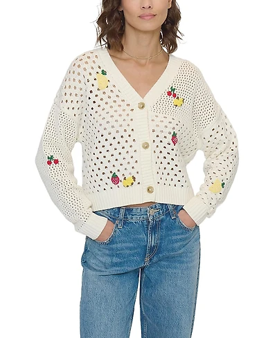 Central Park West Darcy Open Stitch Embroidered Cardigan