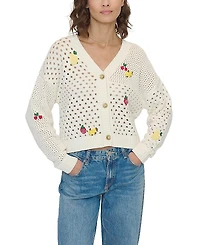 Central Park West Darcy Open Stitch Embroidered Cardigan