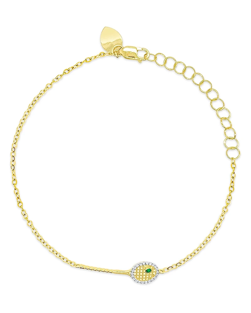 Meira T 14K Yellow Gold Diamond & Emerald Accent Tennis Racket Bracelet