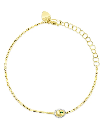 Meira T 14K Yellow Gold Diamond & Emerald Accent Tennis Racket Bracelet