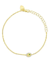 Meira T 14K Yellow Gold Diamond & Emerald Accent Tennis Racket Bracelet