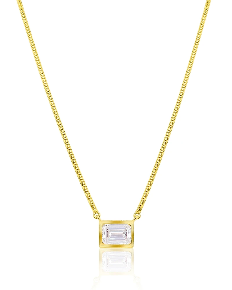 Meira T 14K Yellow Gold Lab Grown Diamond Emerald Cut Pendant Necklace, 16-18