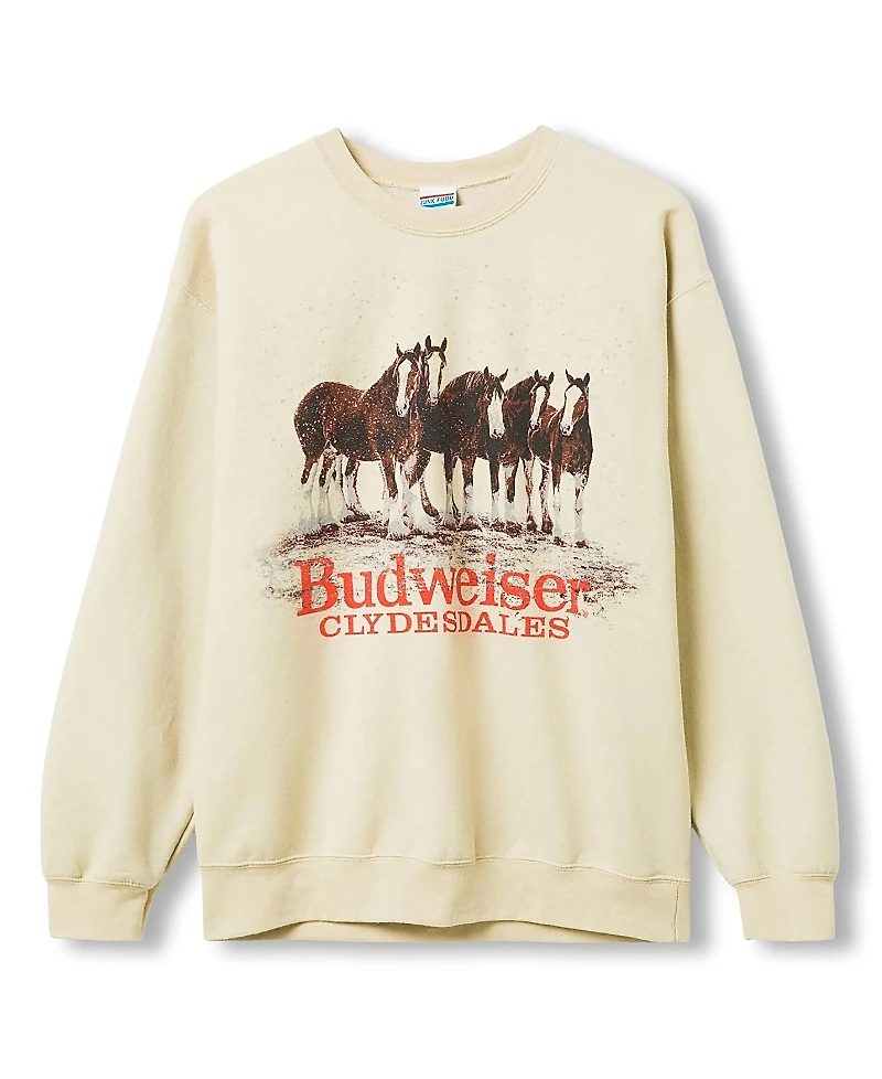 Junk Food Clothing Men's Budweiser Clydesdales Herd Flea Market Fleece Sweatshirts