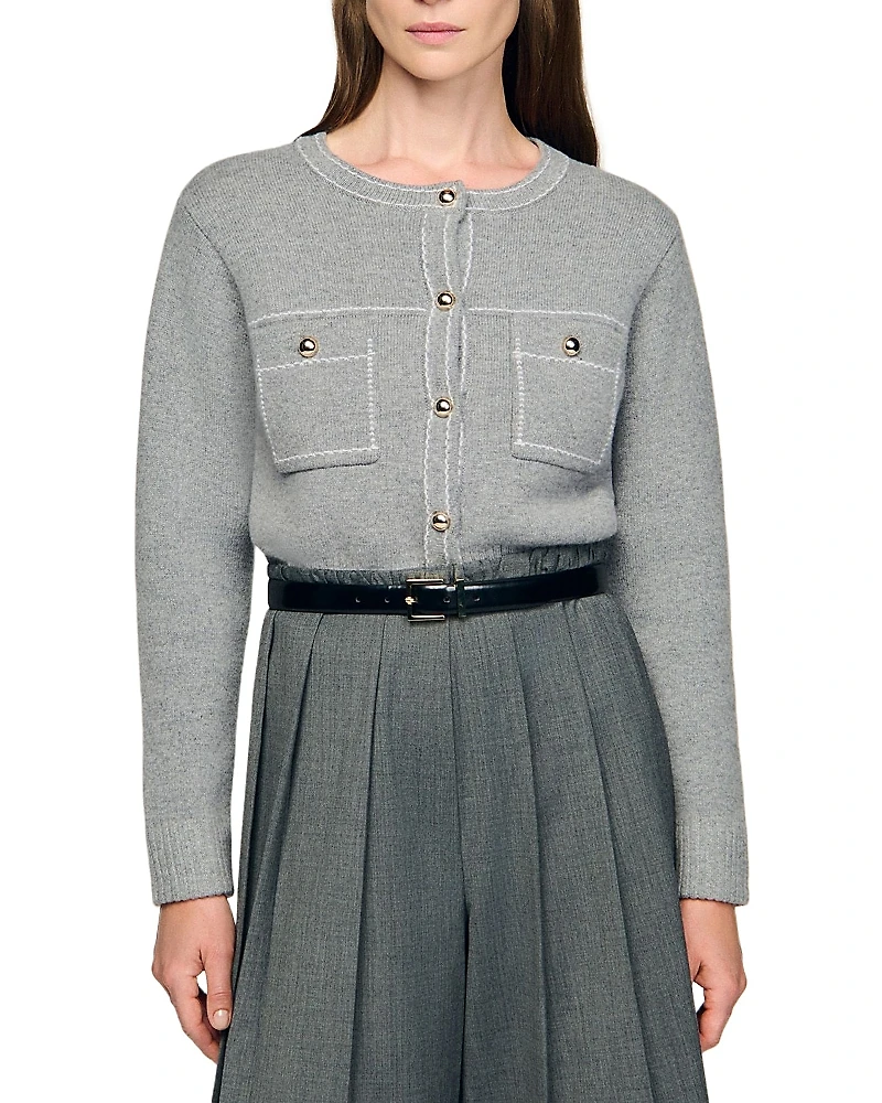Sandro Castellane Contrast Stitch Cardigan